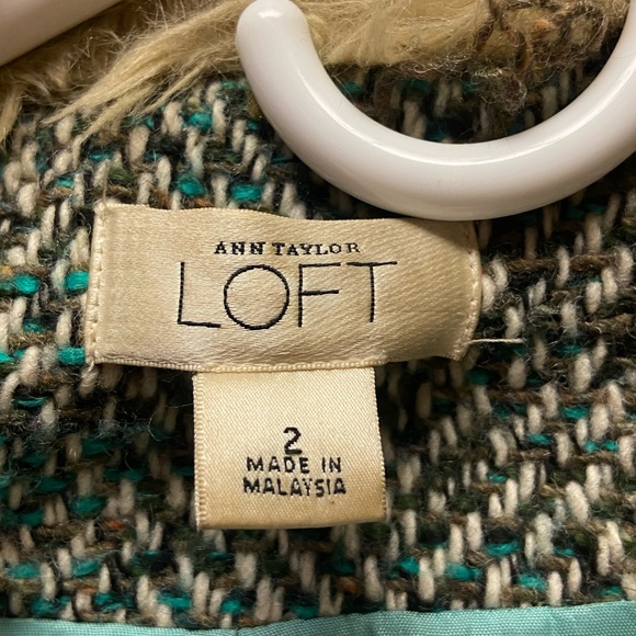 Ann Taylor Loft Bohemian Coat with turquoise and tan colors - Picture 3 of 3